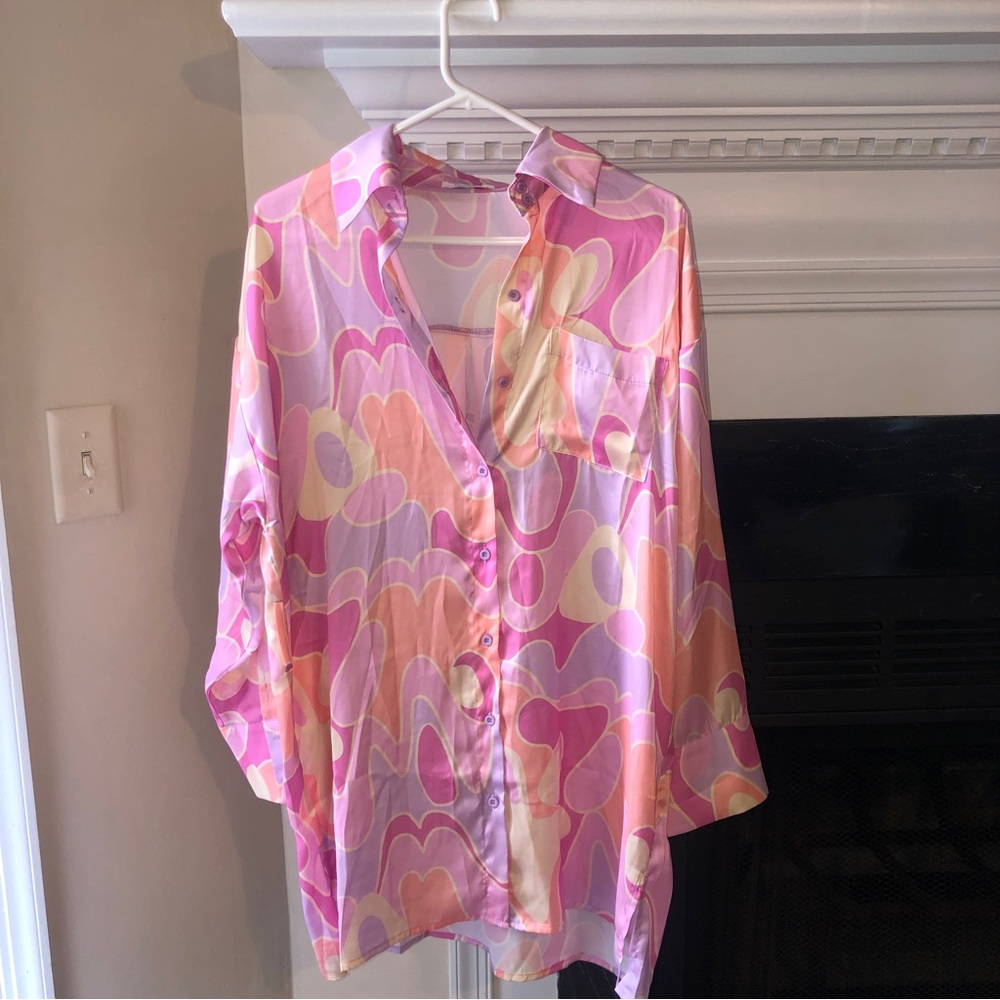 Oversized 90s vibe long sleeve dress